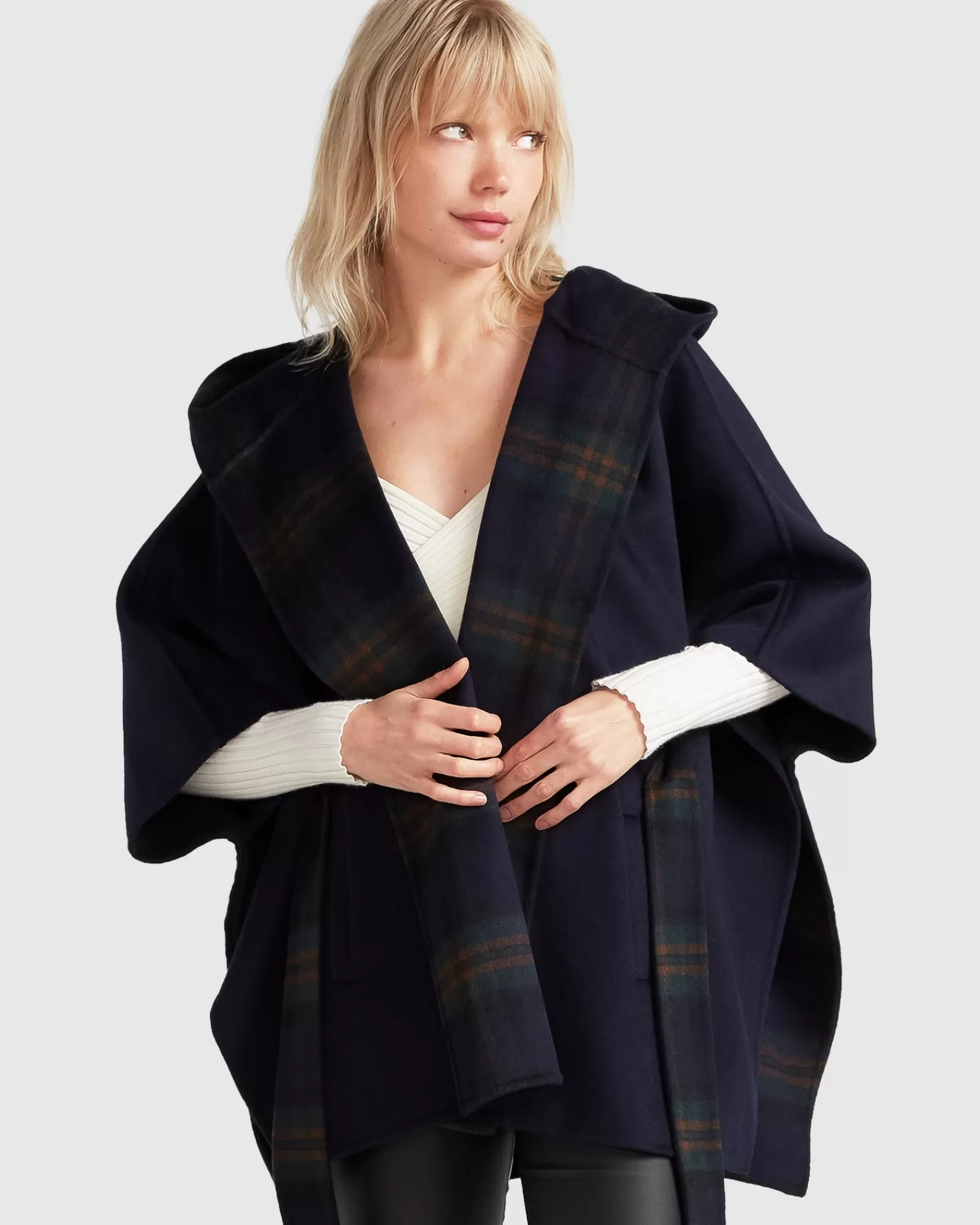 Belle & Bloom Jackson Landing Wool Blend Cape Coat - French Navy