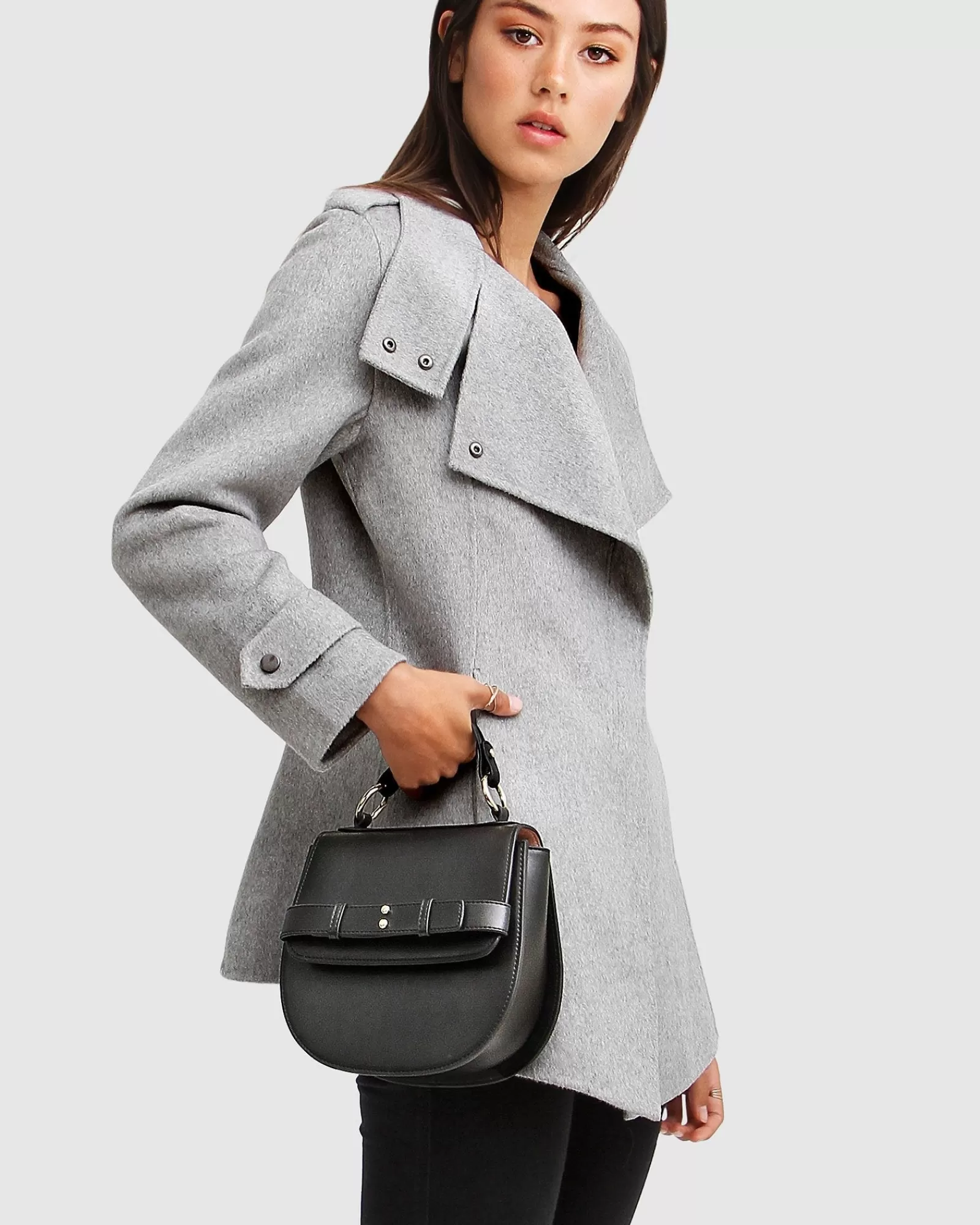 Belle & Bloom NEW FIT Bad Girl Wool Blend Moto Coat - Grey Marle