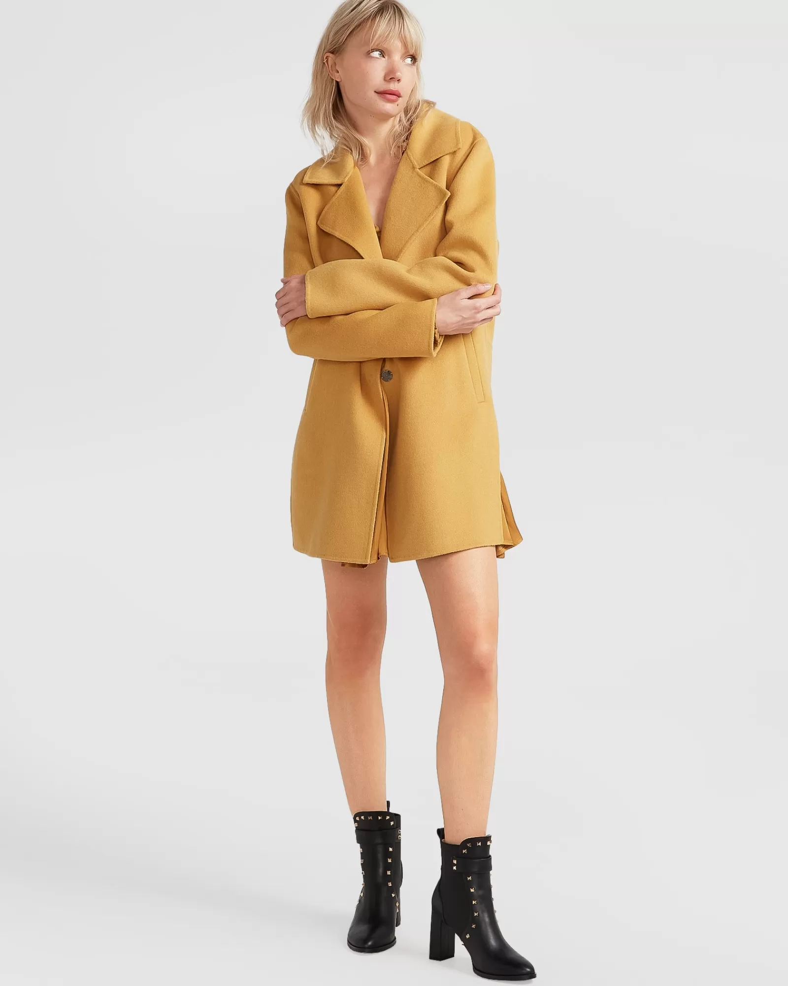 Belle & Bloom NEW FIT Ex-Boyfriend Wool Blend Oversized Jacket - Antique Gold