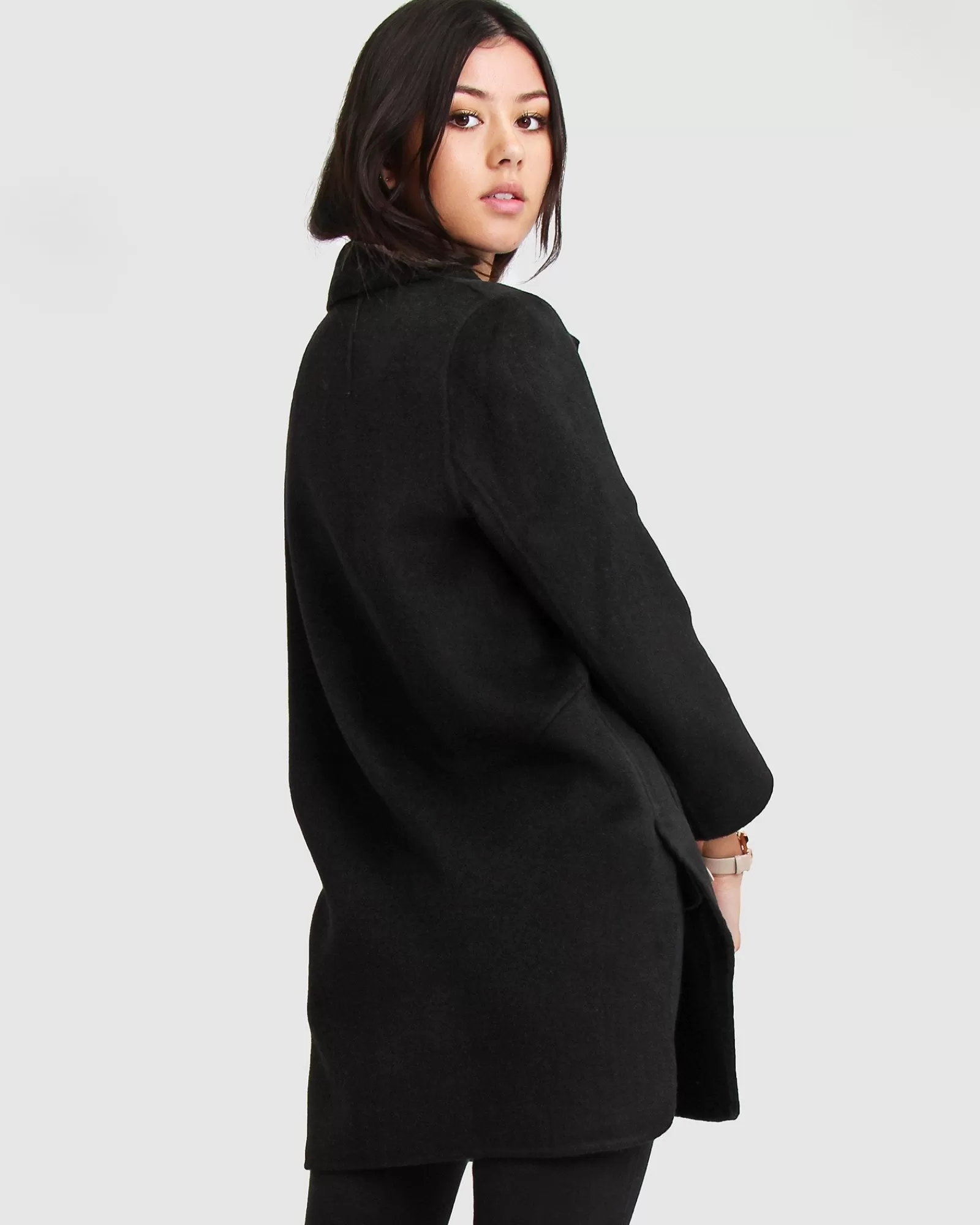 Belle & Bloom NEW FIT Ex-Boyfriend Wool Blend Oversized Jacket - Black