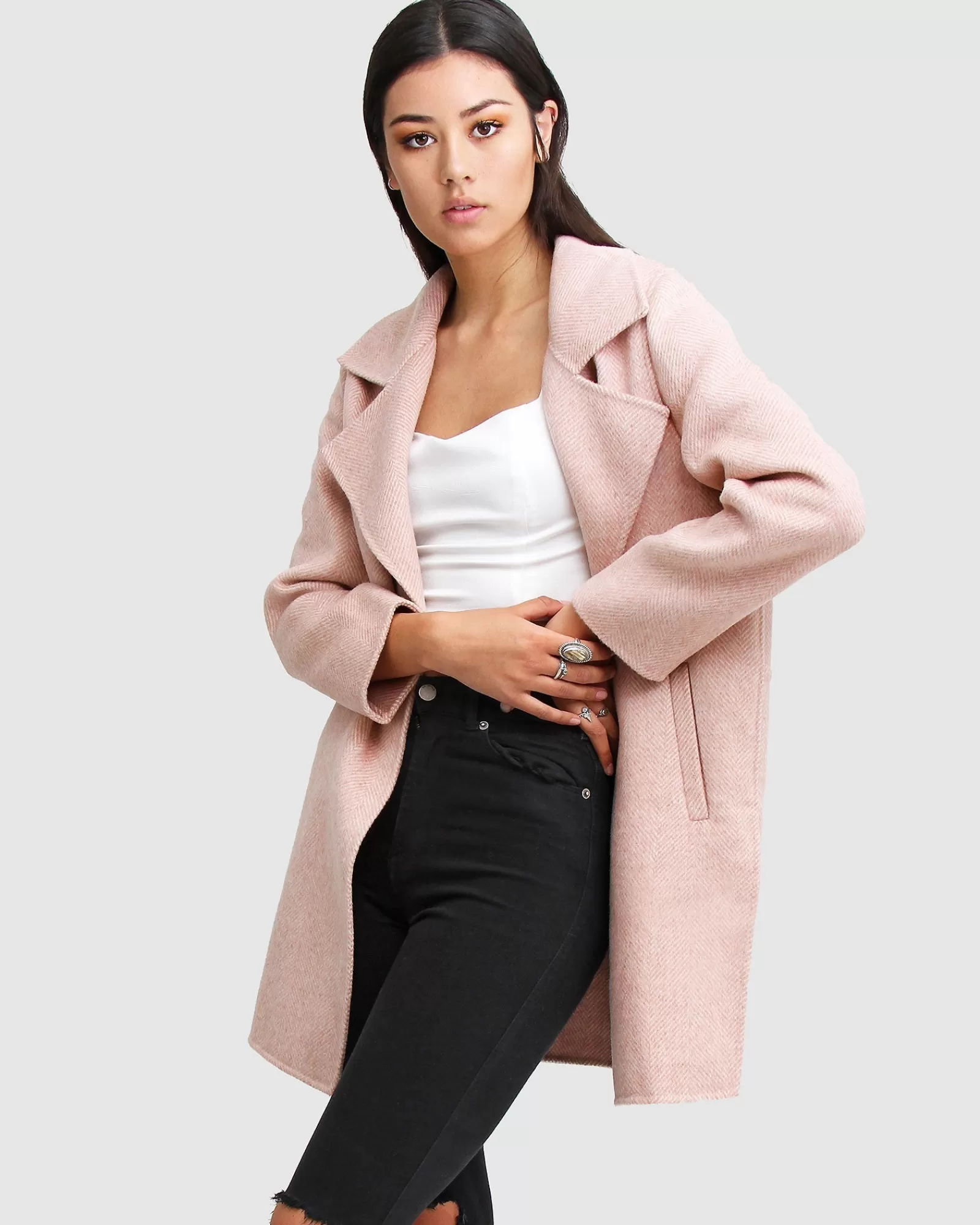 Belle & Bloom NEW FIT Ex-Boyfriend Wool Blend Oversized Jacket - Blush