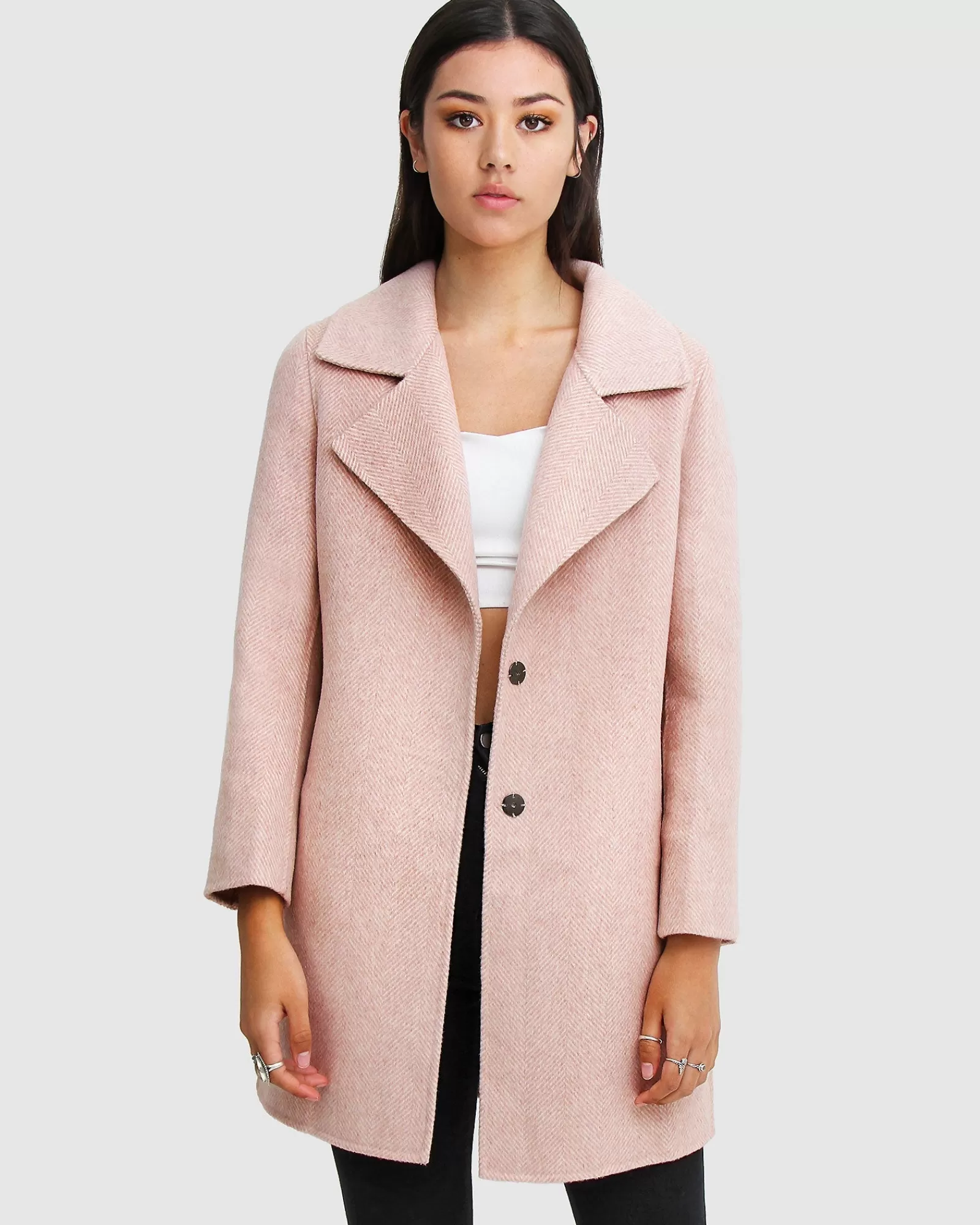 Belle & Bloom NEW FIT Ex-Boyfriend Wool Blend Oversized Jacket - Blush