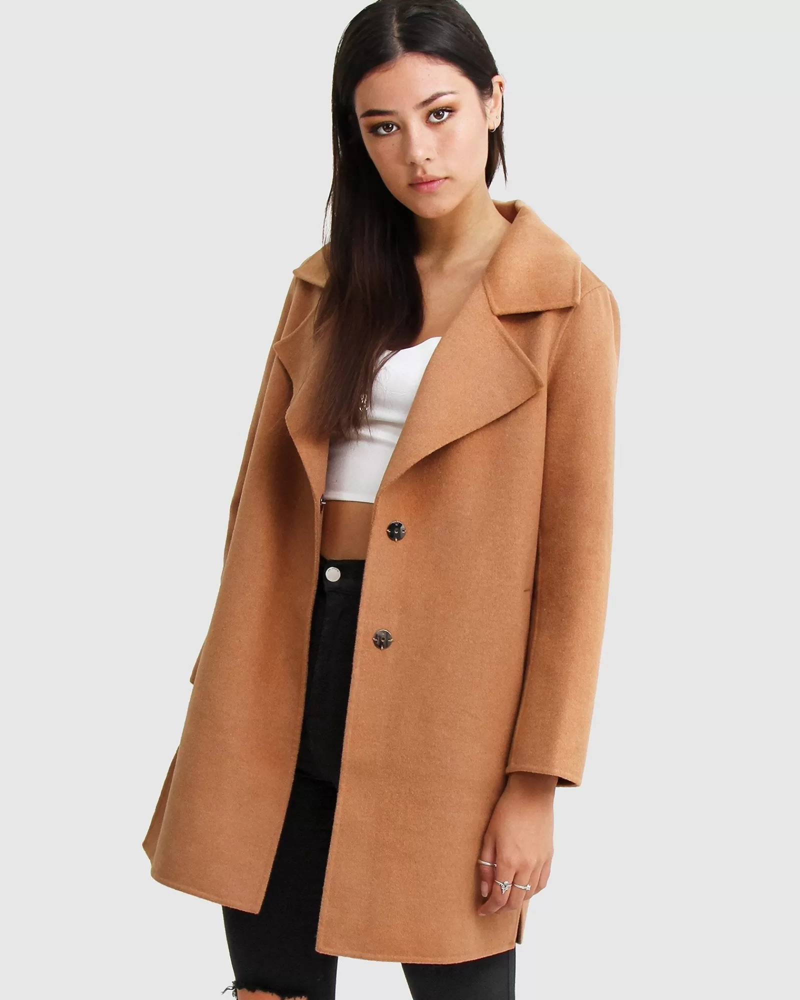 Belle & Bloom NEW FIT Ex-Boyfriend Wool Blend Oversized Jacket - Camel