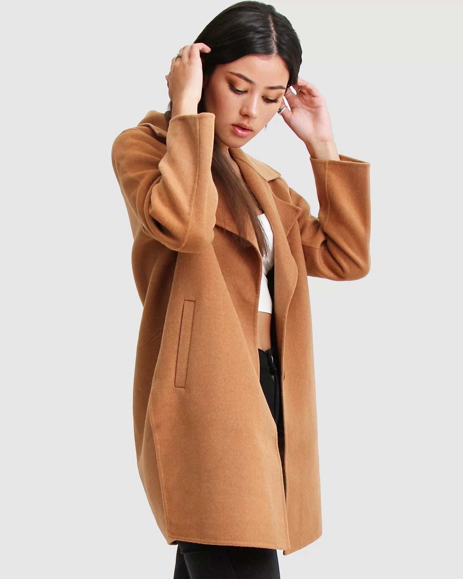 Belle & Bloom NEW FIT Ex-Boyfriend Wool Blend Oversized Jacket - Camel