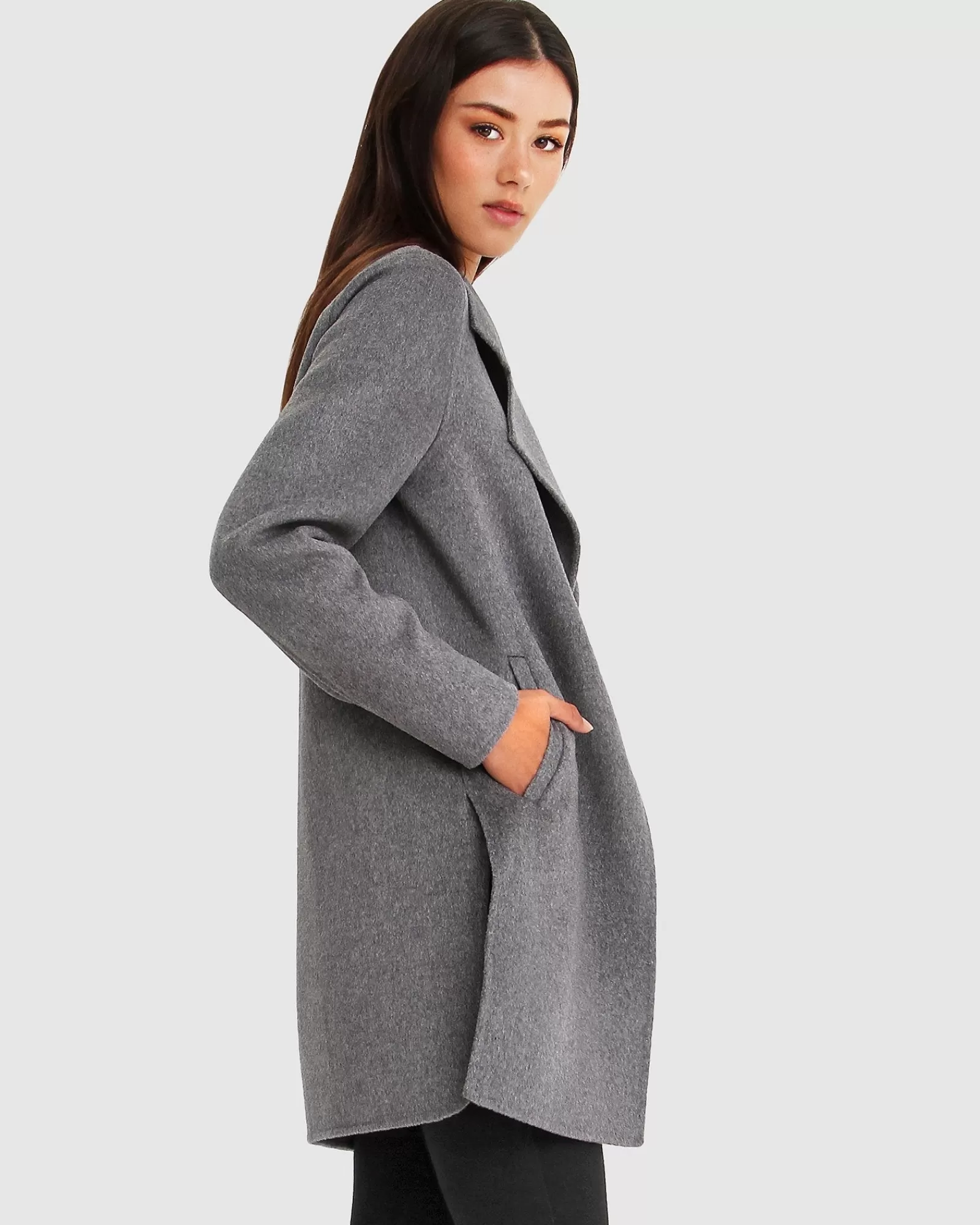 Belle & Bloom NEW FIT Ex-Boyfriend Wool Blend Oversized Jacket - Dark Grey