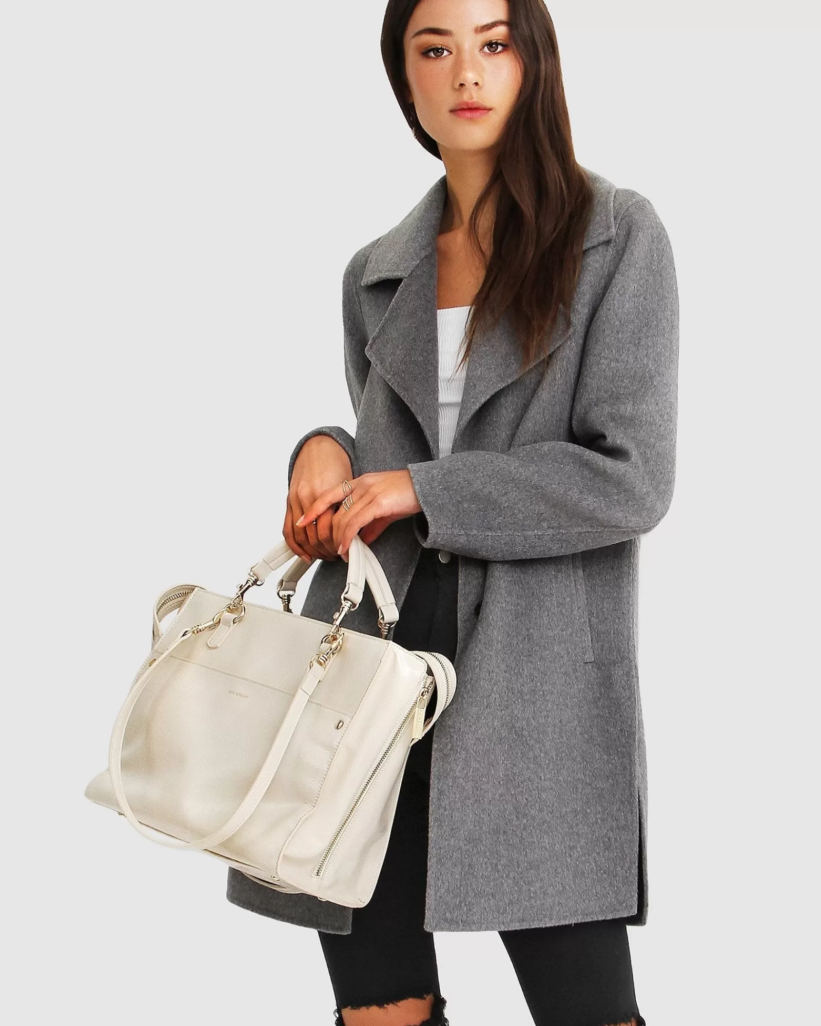 Belle & Bloom NEW FIT Ex-Boyfriend Wool Blend Oversized Jacket - Dark Grey