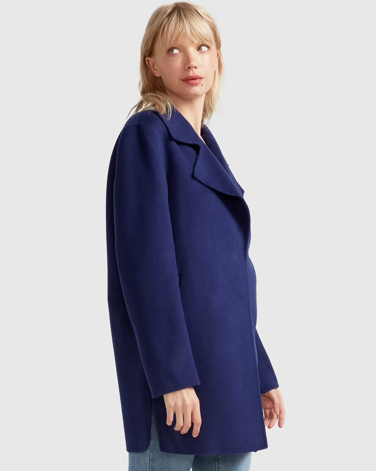 Belle & Bloom NEW FIT Ex-Boyfriend Wool Blend Oversized Jacket - Midnight Blue