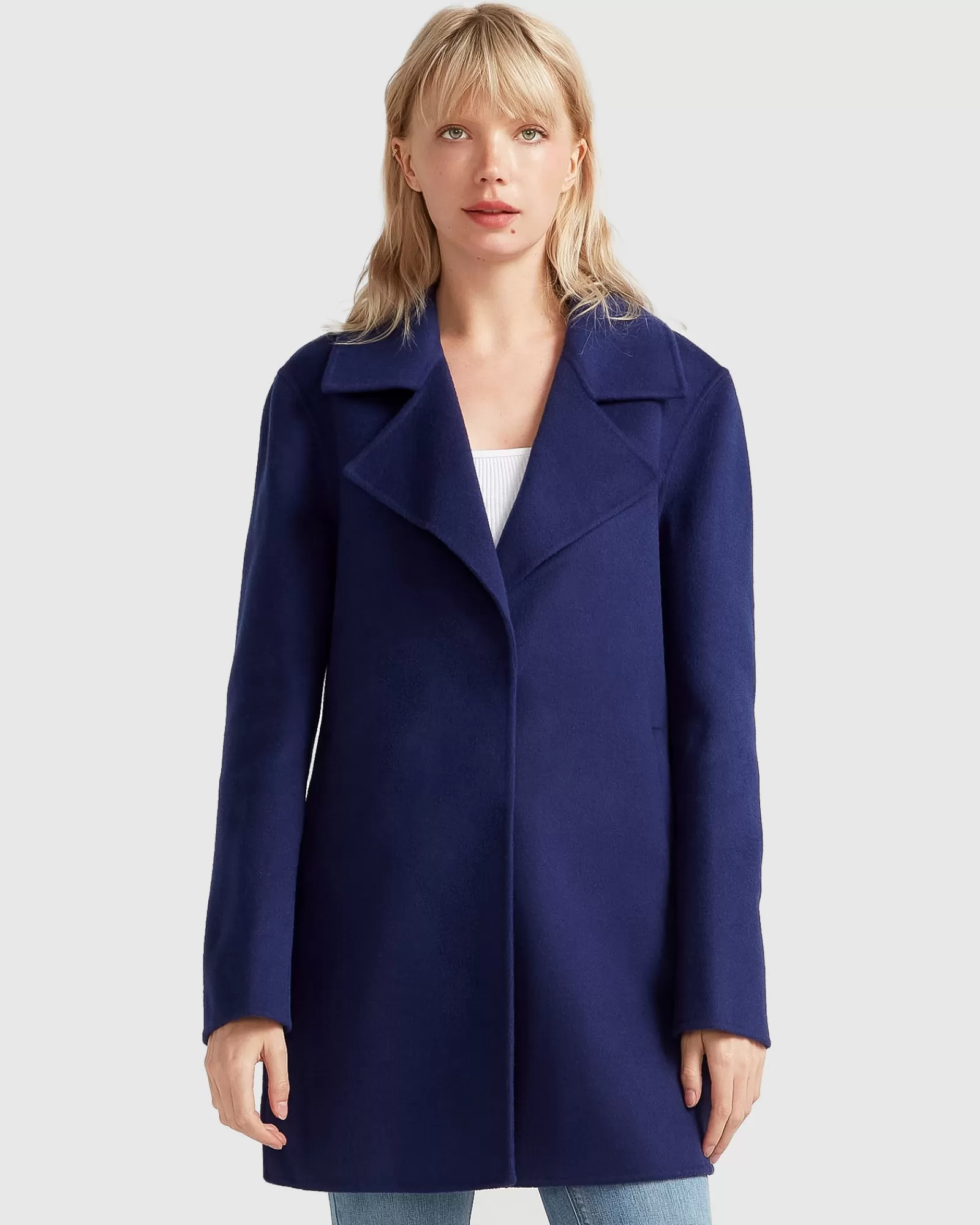 Belle & Bloom NEW FIT Ex-Boyfriend Wool Blend Oversized Jacket - Midnight Blue