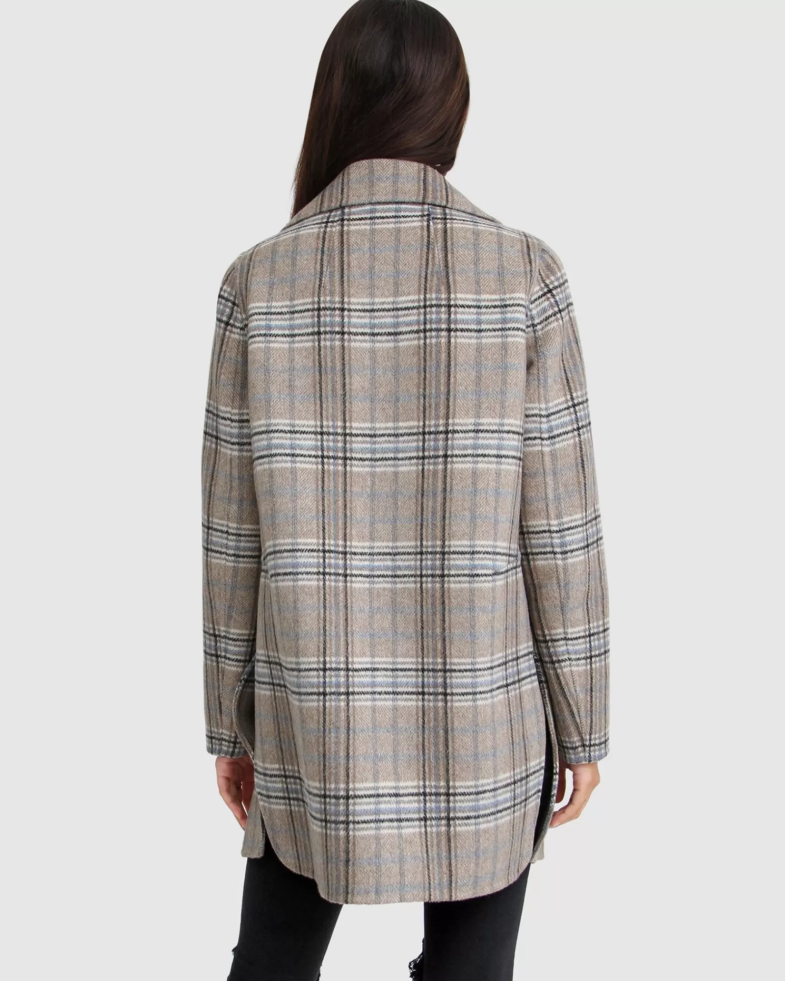 Belle & Bloom NEW FIT Ex-Boyfriend Wool Blend Oversized Jacket - Oat Plaid