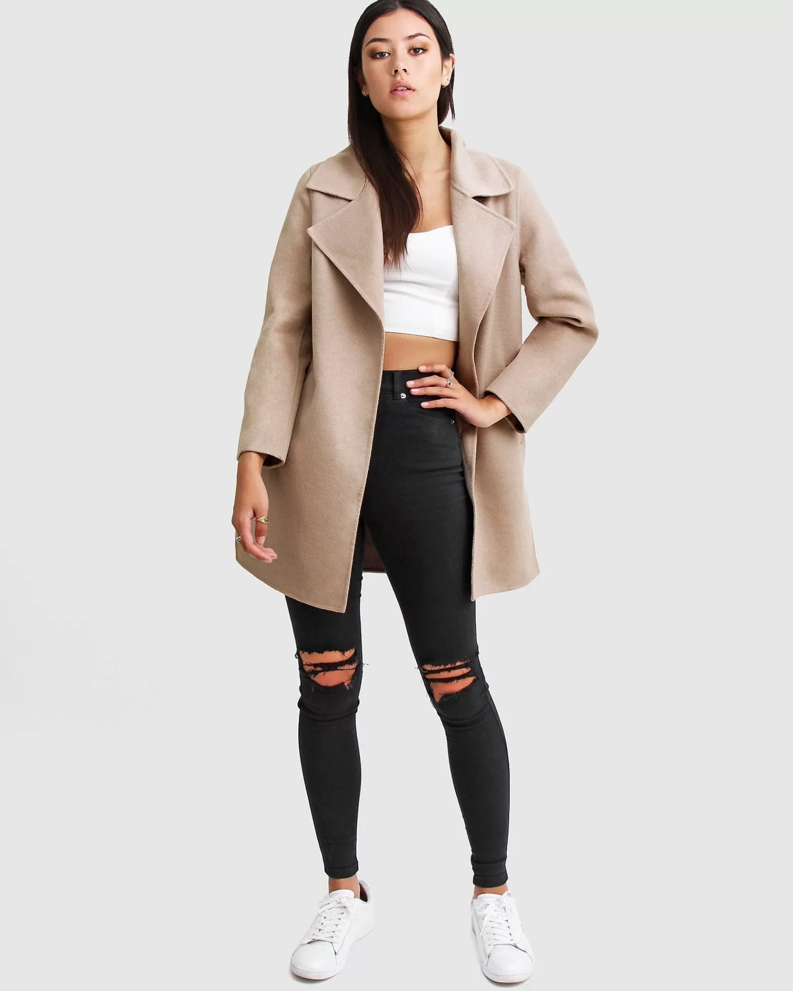 Belle & Bloom NEW FIT Ex-Boyfriend Wool Blend Oversized Jacket - Sand