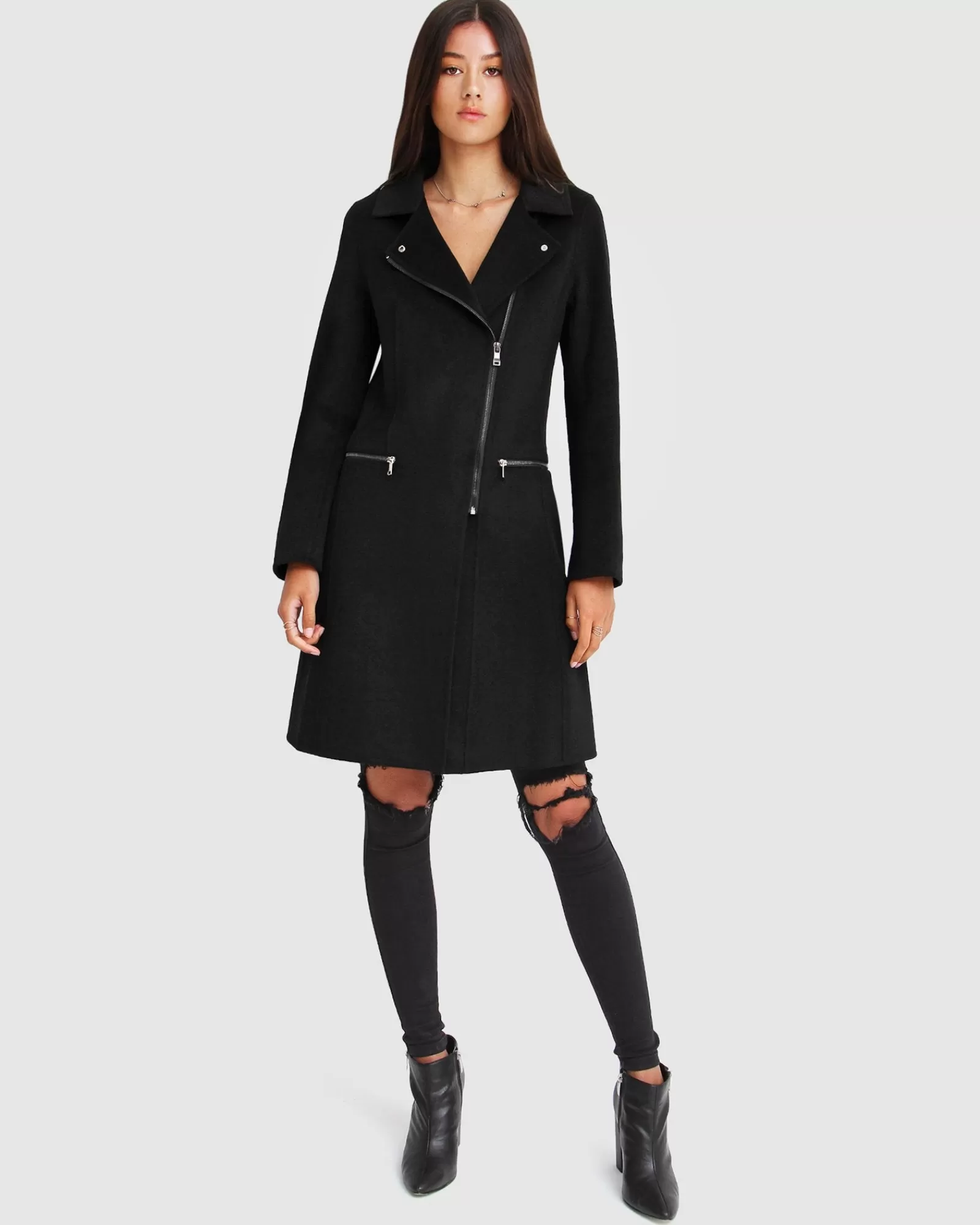 Belle & Bloom NEW FIT Last Chance Wool Blend Moto Coat -