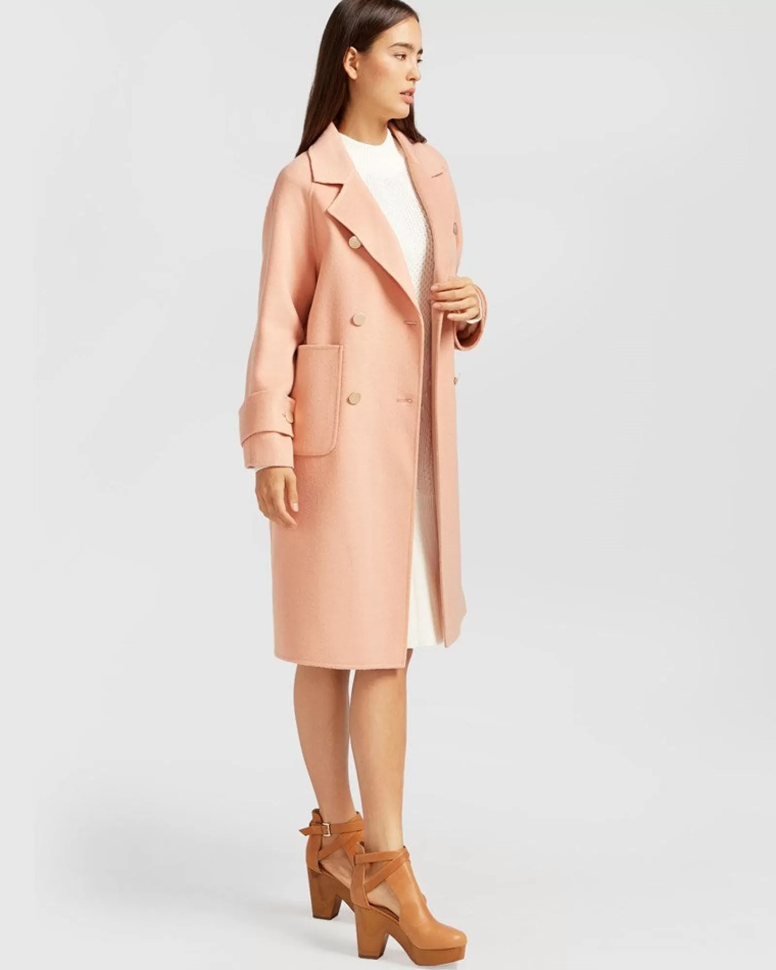 Belle & Bloom Rumour Has It Oversized Wool Blend Coat - Peach Fizz