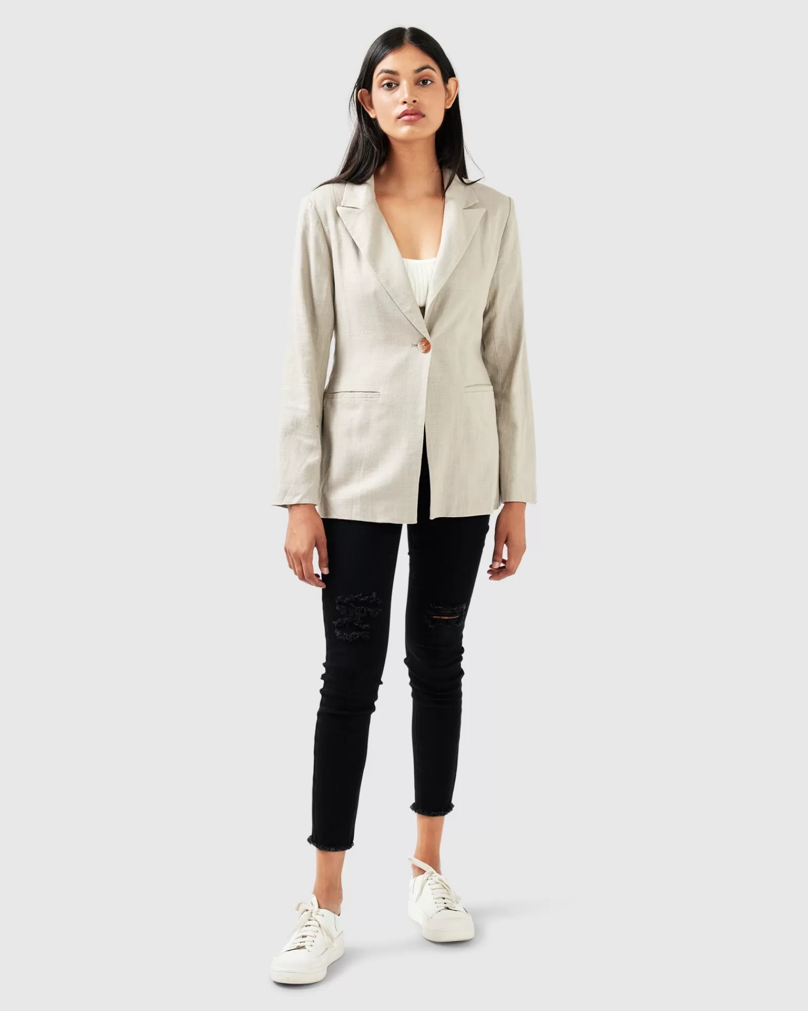 Belle & Bloom Synergy Wrap Blazer - Warm Grey