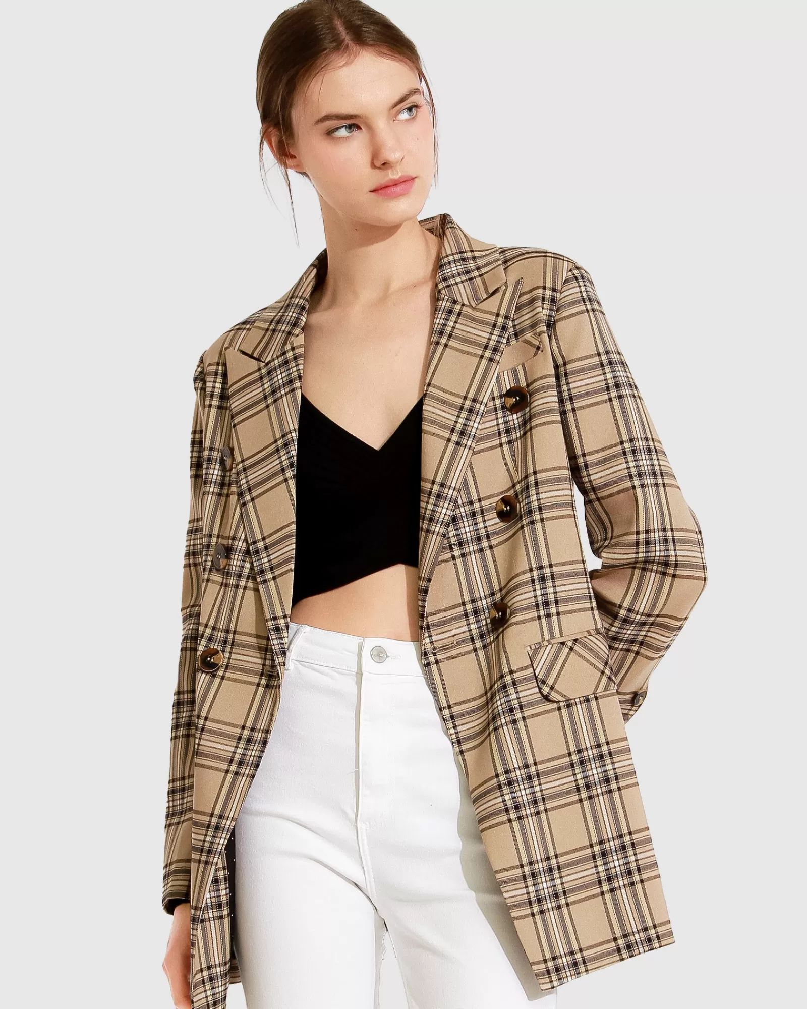 Belle & Bloom Too Cool For Work Plaid Blazer -