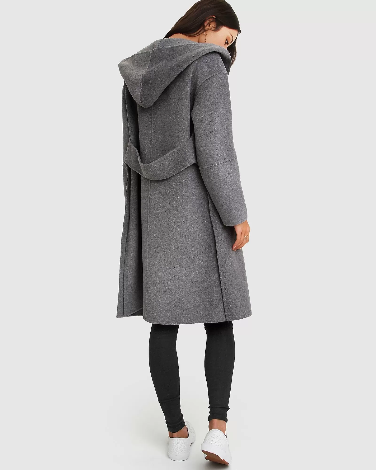Belle & Bloom Walk This Way Wool Blend Oversized Coat - Dark Grey