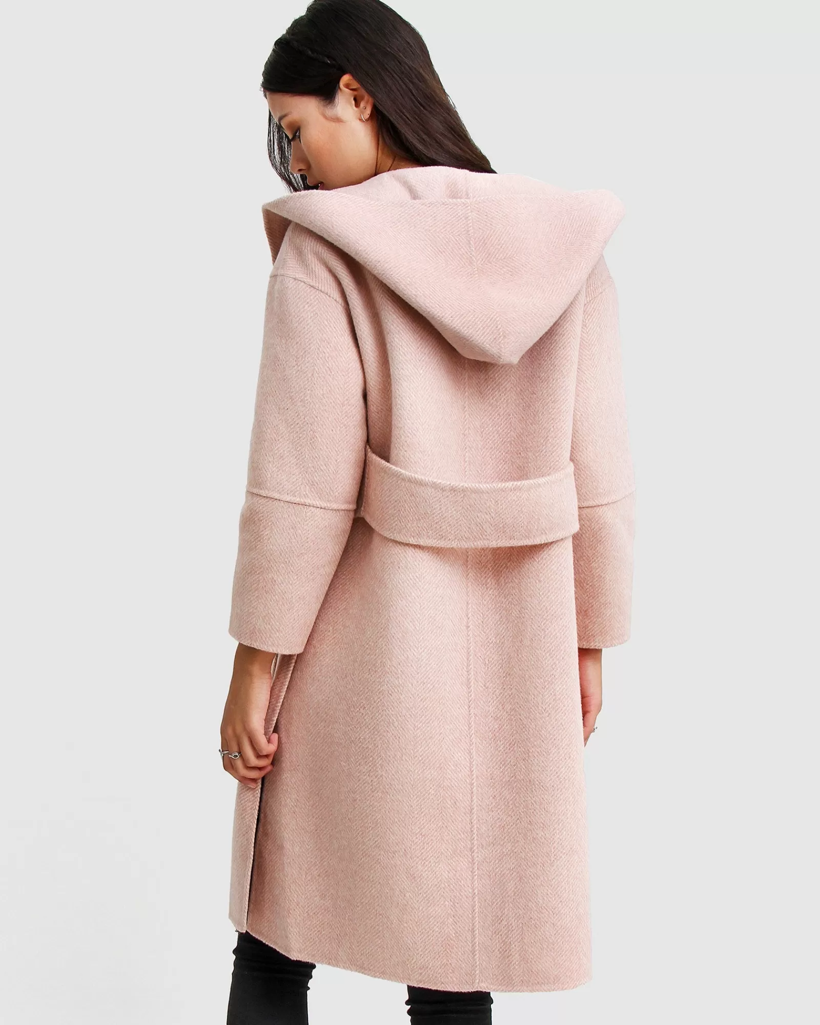 Belle & Bloom Walk This Way Wool Blend Oversized Coat - Blush Pink